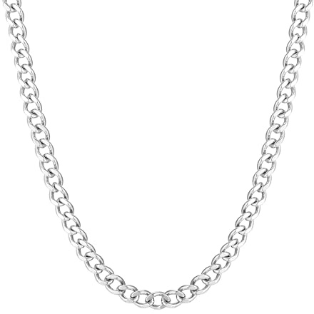 Kim Johanson® Edelstahl Herren Panzerkette in Silber | Breite Kubanische Kette für Männer | Wasserfest | Dicke Halskette | Verschiedene Längen | 6mm Breit | Massive Silberkette | Schmuckbeutel