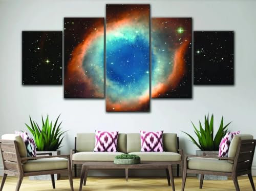 CUAWBAPF 5 teilige leinwandbilder wandbilder wohnzimmer xxl 5 Teilig bild auf leinwand Bilder Helixnebel Astronomie Weltraum Wandbilder Kunstdruck Wanddeko Wand Wanddekoration