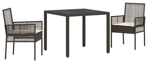 vidaXL Conjunto de Comedor de Jardín 3 uds. Marrón ratán sintético