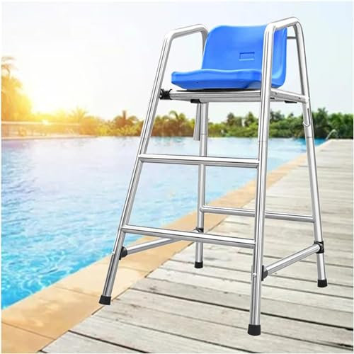 High Stool Swimming Pool Safety Ladder, 1.2m/1.5m/1.8m High Life Guard Chair for Outdoor Poolside Patio Beach, Heavy Duty Stainless Steel Frame with Comfortable Seat, Loads 300kg/660lbs(H 120
