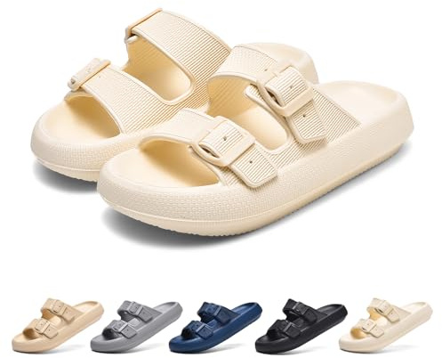 GemChve Ciabatte Donna Uomo Casa, Pantofole Estive Nuvola Piscina, Doccia Antiscivolo Comode Leggero WHITE 39/40 EU