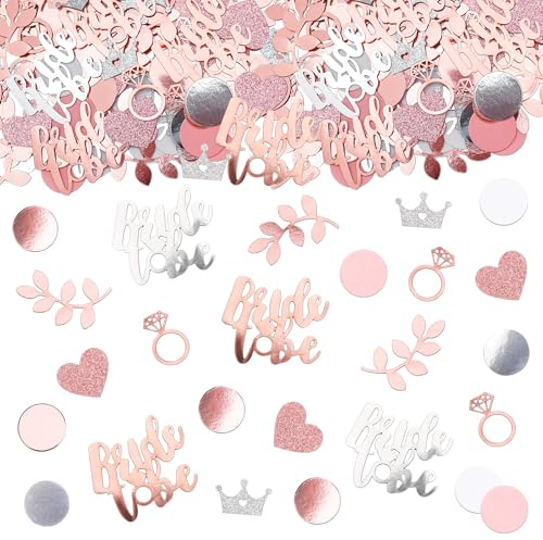 GoldRock Glitzer Konfetti Bride to Be Jga Deko Frauen Roségold, 200 Stk Bride to Be Deko Konfetti,Junggesellenabschied Tischdeko, Eukalyptus Streudeko Jga Accessoires,Junggesellinnenabschied Tischdeko