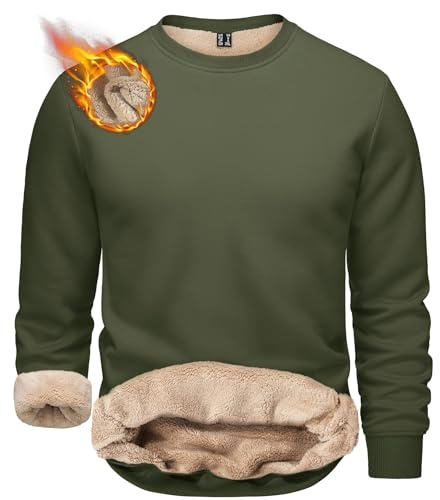 TACVASEN Herren Warme Fleece Pullover Sweatshirts Winter Langarm Shirts mit Fleecefutter