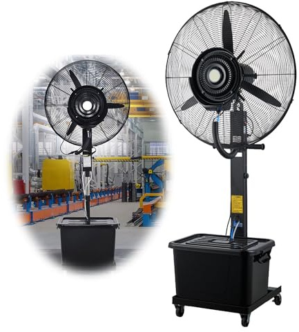 CSXCQM Ventilatore Nebulizzatore Industriale Ventilatore A Piantana con Serbatoio da 42L, 3 Potente velocità Ventilatore per Patio Garage 65/75cm Ventilatore per nebulizzatore d'Acqua(650mm/26inch)