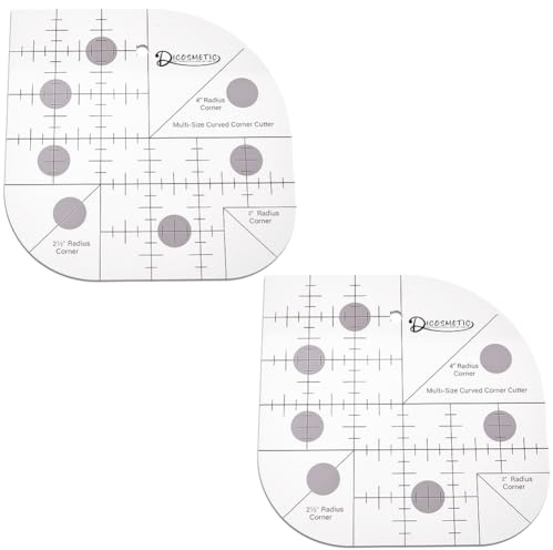 DICOSMETIC 2 righelli ad angolo curvo, in acrilico, per trapuntatura, 20 x 20 cm, per cucito, patchwork, cucito, modello, strumento multifunzionale per progetti artigianali, cucito fai da te
