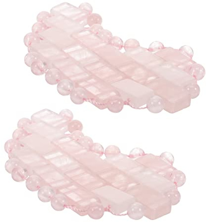 LOORGVEL Masque Yeux en Jade Rose Forme Lune 2 Pièces, Rafraîchissant et Apaisant, Réduit les Poches, pour Voyage et Avion