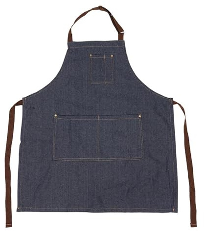 SynapSYA Grembiule Per Utensili Grembiule da lavoro con bavaglino da lavoro for cucina, ristorante, blu denim, in cotone, for adulti, con tasca