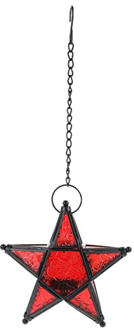 POPETPOP Portacandele Artigianale in Vetro Colorato Sospeso Antivento, Decorazione Compatta a Forma Di Stella a Cinque Punte Per Bar, Casa e Feste