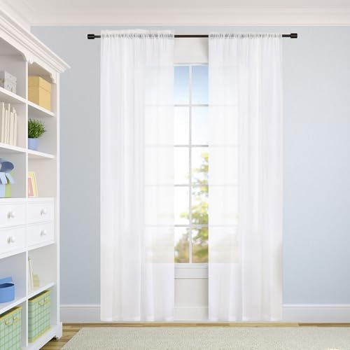 SUNLIMEI Cortinas Modernas 50 x 120 cm Translucido Moderno Decoracion Visillos de Dormitorio con Manguito de Varilla para Dos Puertas de Balcón Cortinas Salón Dormitorio, Blanco
