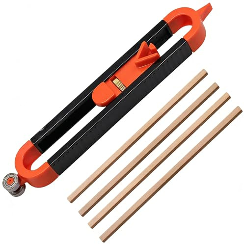 GLDFYYDS Scribing Tool Set for Woodworking, Contour Gauge Profile Gauge Tool with Lock, Woodworking Edge Corner Measuring Duplicator for Flooring, Carpet, and Tile Laying, with 4 Pencils