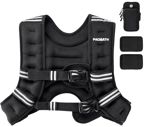 PACEARTH Gewichtsweste, 5,4 kg Gewichtsweste mit reflektierendem Streifen, Körpergewichtswesten für Damen, Herren, Gewichtsverlust-Workout, Krafttraining, Laufen, Gehen, Joggen