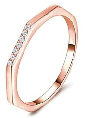 Lirzxin Hochzeit Ring Damen Rosegold 750 18K, Verlobungsringe Damen Vorsteckring Sechseck Design mit Rund Moissanit Eheringe Trauringe Partnerringe Rosegold Größe 61 (19.4)