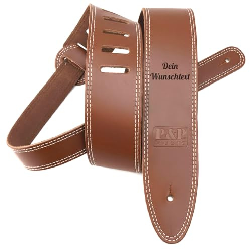 keepdrum Gitarrengurt aus Echt-Leder Braun mit personalisierter Gravur