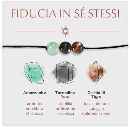 Bracciale Motivazionale con Pietre Naturali e curative per lui uomo per lei donna Corda Regolabile Fatto a Mano Regalo Ispirazione Protezione - DEDICA INCLUSA