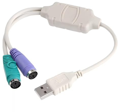 AYMBH Cable convertidor USB macho a PS/2 hembra dual para teclado, mouse y computadora, convertidor USB a PS/2, conector Plug & Play para PC, portátil, escritorio
