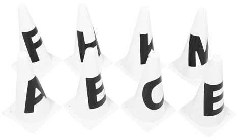 VANZACK Lot de 8 Cônes D'agilité en Plastique 32 Cm Lettres, Équipement de Marquage de Terrain pour Entraînement de Football, Accessoire Sportif Polyvalent pour Sports Plein Air