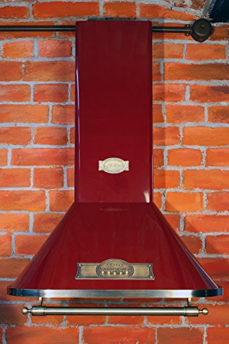 Kaiser Empire A 9315 RotEm Exklusive Designer Retro Dunstabzugshaube 90 cm Bordeaux • Kamin Wandhaube Energieklasse A • Abzugshaube Abluft/Umluft • 910m³/h Wandmontage Haube Inkl. Aktivkohlefilter
