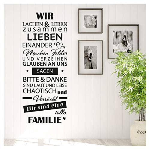 Wandaro W3398 Wandtattoo Spruch Wir sind eine tolle Familie I dunkelgrau (BxH) 48 x 120 cm I Flur Wohnzimmer Aufkleber Wandsticker Wandaufkleber