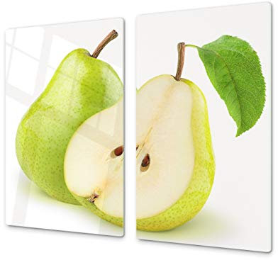 Tabla de cocina de vidrio templado - Tabla de cortar de cristal resistente – Cubre Vitro Decorativo – UNA PIEZA (60 x 52 cm) o DOS PIEZAS (30 x 52 cm); D07H Frutas y verduras