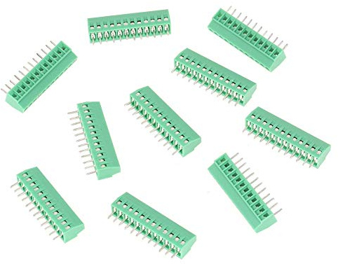 Samfox Steckverbinder für Leiterplatten-Klemmleisten - 12-Pin-Schraubklemmenblock mit 2,54 mm Rastermaß, grün 10er-Pack