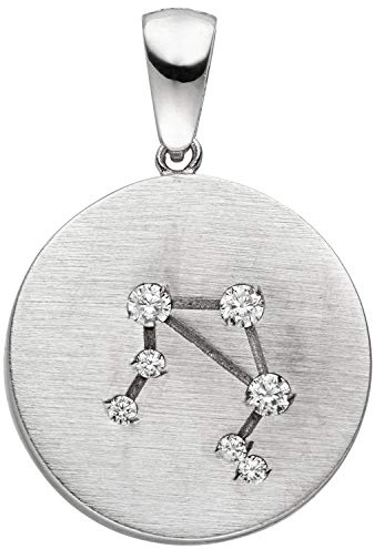 Jobo Sternzeichen-Anhänger Waage aus 925 Sterling Silber matt mit 7 Zirkonia