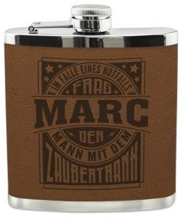 History & Heraldry Echter Kerl Flachmann Marc - individuell und personalisiert mit Gravur, Name und Spruch