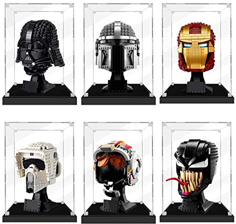 icuanuty Acryl Vitrine für 76165/21345 Iron Man Helm, Staubdichte Vitrine für Modelle Sammlerstücke (Nur Vitrine)