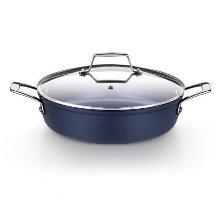 MONIX Diamond | Cacerola baja 28 cm, aluminio forjado, fondo full induction, sin PFOA, antiadherente, apta para todo tipo de cocina incluida inducción