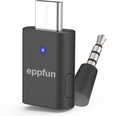eppfun Bluetooth Adattatore Audio USB-C per PS5/Switch/PC/MAC, aptX- Adaptive/aptX LL/aptX HD Wireless Bluetooth 5.2 Trasmettitore con mini Mic