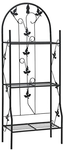 INLIFE 3-stufiges Pflanzenregal Schwarz 52 x 28 x 128 cm Eisen