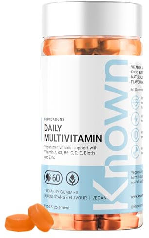 Known Daily Multivitamin Gummies – Blood Orange Flavour – Vegan Gummy Supplement – Vitamin A, C, D, E, B6, Biotin, Zinc, Iodine – Immune Health, Energy, Wellbeing – 1 Month Supply – for Men & Women