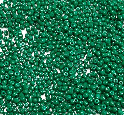 Perlin Rocailles Glasperlen Indianerperlen Saatperlen Pony Perlen 3mm Opak Matt 8/0 Opak gelüstert Opaque Seed Beads 3300 Stk (Dunkel Grün)