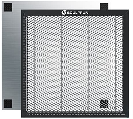 SCULPFUN Table en nid d'abeille pour graveur laser, plan de travail laser en nid d'abeille, accessoires de machine de gravure de graveur laser 400 mm x 400 mm x 22 mm Coupe nette et lisse