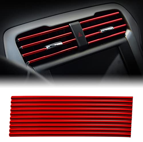 10 Stück Auto Lüftungsschlitz Dekoration YUTOU Dekoration Streifen Auto Interior Decor Zubehör Auto Luftauslass Dekoration Streifen Auto Styling Klimaanlage Lüftungsgitter Zierleiste (Rot)
