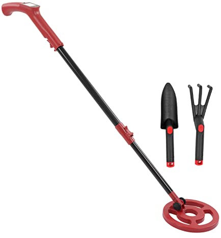 Metalldetektor Pinpointer Münzsucher Flexible Länge wasserdichte Suche Schatzsuche Sonde Zur Inspektionssuche (Roter Detektor Rechen Schaufel)