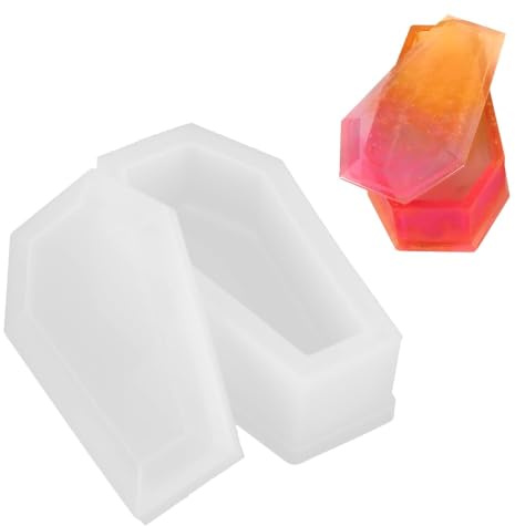 Molde de Silicona para Ataúd Zombie Vampiro, Flexible y Reutilizable Antiadherente para Cajas de Almacenaje Temáticas de Terror, Macetas Pequeñas y Contenedores de Golosinas, Acab