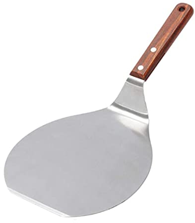 Hilai Panne per pizza, impugnatura in legno per pizza in acciaio inossidabile, strumento da forno da cucina con pala per pizza rotonda