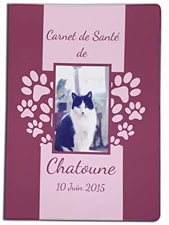 nemau - Protège Carnet de Santé Animaux Personnalisé - Photo et Texte Personnalisables - Gomme Expansée - Fabriqué en France - Étui de Protection Chiens & Chats - Modèle Coeur Bordeau