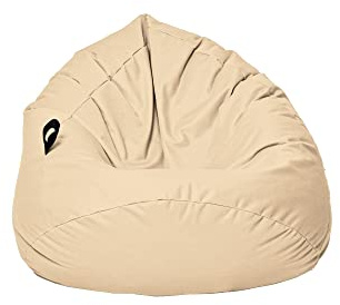 MILLINDABAG Kastanie Tropfenform Sitzsack für Kinder Jugendliche und Erwachsene Beanbag Kissen Indoor & Outdoor Gaminggeignet bereits gefüllt Sitzkissen Bodenkissen (Beige, XXL-Durchmesser 88 cm)