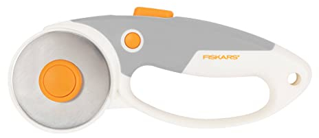 Fiskars Titan-Rollschneider, Rollmesser mit Schlaufengriff, Rechts- und Linkshändig, Klingen-Durchmesser: 60 mm, Orange/Weiß/Grau, 1066040