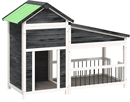 vidaXL Hundgård grå 143x60,5x109 massiv furu, hundkoja, hundkoja med tak, utomhuskoja för hund, hundkojor, hundkojor med tak, utomhuskojor för hundar