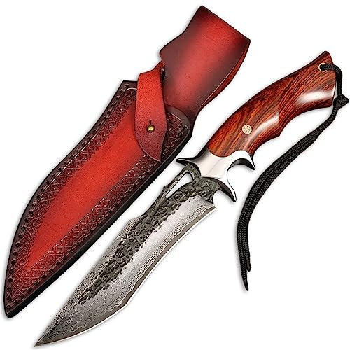 TABKER Messer OutdoorKnife Handmade Damaskus Jagdmesser Outdoor Survival Messer für Camping Jagdmesser aus einem Stück Gürtelmesser