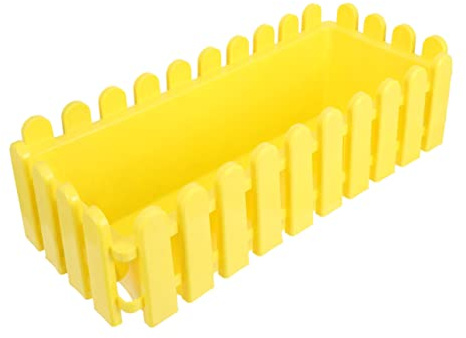 OFFSCH Maceta De Plástico Rectangular Tipo Valla para Plantas Verdes y Suculentas, Jardineras para Exterior, 42,2x17,2x13,5 Cm, Color Amarillo, Resistente y Decorativa para Jardín y Balcón