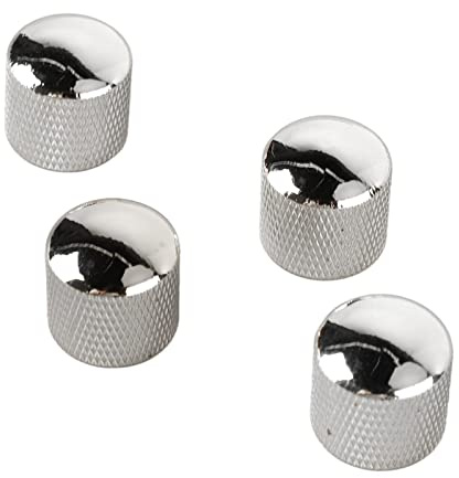 Bouton de Commande en Dôme, Bouton de Guitare de Conception Cylindrique en Métal Léger 4 Pièces Contrôle Précis pour Basse (GD101 Chromé)