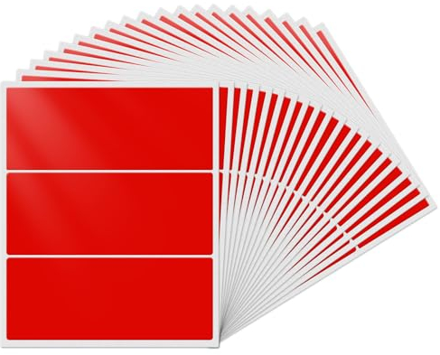 YIKIADA Etiquetas Rectangulares Rojas 102 x 51 mm Etiquetas Adhesivas Autoadhesivas de Almacenamiento Grande Pegatinas Impermeables para Etiquetado de Mermeladas Etiquetas de Dirección Paquete de 60