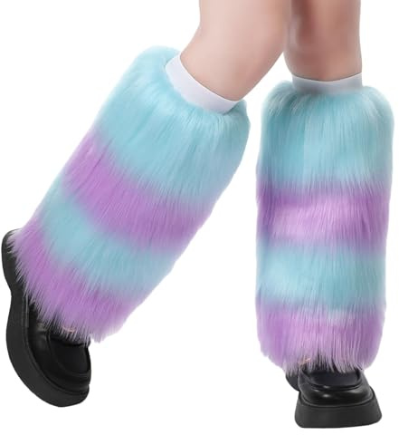 Beinwärmer Damen Mädchen Beinstulpen Kunstfell Stiefelstulpen Weiche Warme Strümpfe Beinlinge Plüsch Stiefelsocken Winter Kältschutz Stulpen Socken Halloween Weihnachten Mottoparty Kostümzubehör