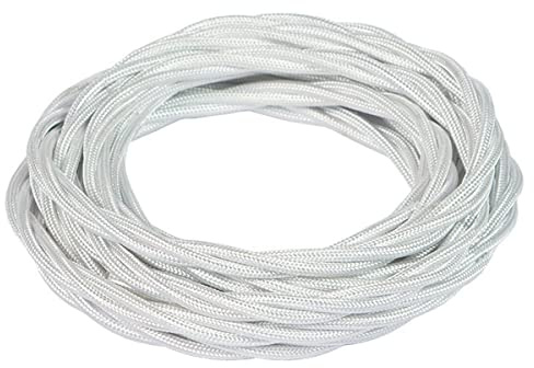 FANTON cavo elettrico tessile colore bianco treccia seta 5mt 3G1.5 filo rivestito in tessuto vintage stile retrò per lampadari applique 93808-05