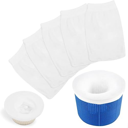 Pool Skimmer Socken, Filter Skimmer Pool, 5PCS Skimmer Filter Netz, Pool Filter Netz, Schwimmbad Skimmer Socken, Wiederverwendbar Skimmerkorb Netz für Entfernt Gras Blätter Pollen Öl Insekten Haare