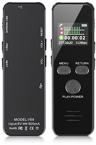 Howabo 60H Diktiergerät, 128GB 1536kbps Aufnahmegerät mit Spracherkennung und Passwort, USB C Voice Recorder für Vorlesungen Meeting Klasse Interviews