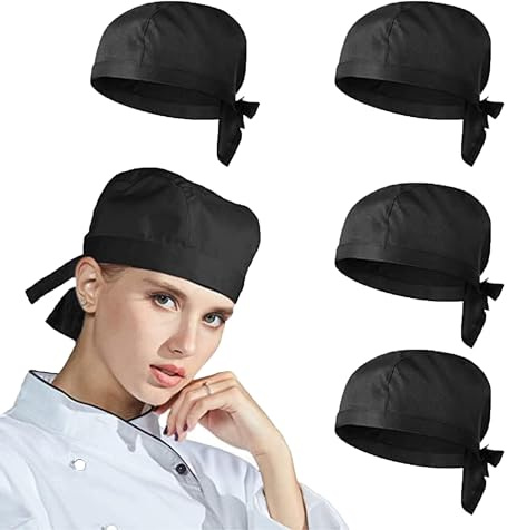 Wenyue 4 Pezzi Cappellino da Chef Bandana Bandana da Cucina Cappello Professionale da Catering Cappello Cuoco Regolabile Cappello Cucina Giapponese per Hotel, da Chef, da Cameriere, da Lavoro, Fornai